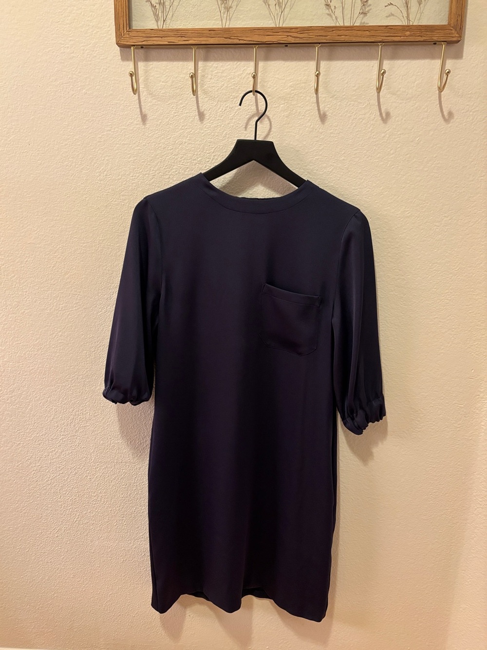 Vince Navy Shift Midi Dress with Pocket